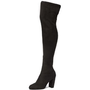 Shoe Land Womens LILIA-HI Over the Knee Thigh High Boots Almond Toe Block Mid Heels Long Stretch Fall Dress Boots