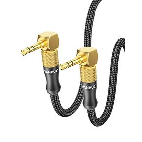 VANAUX 90 Degree Right Angle Aux Cable Male to Male 3.5mm Audio Cable Stereo Aux Cord Compatible with Laptop, Smartphone, Music Player,Tablets,Speakers (3.3feet/1m)