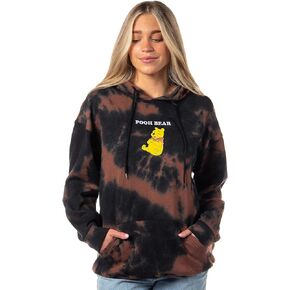 Disney Winnie-the-Pooh Womens' Pooh Bear Embroidered Tie-Dye Hoodie Pullover Sweatshirt
