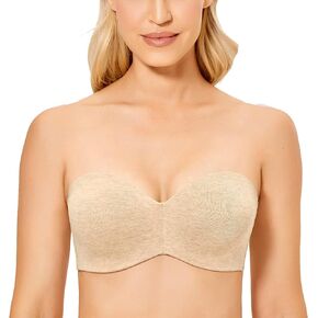 DELIMIRA Women's Cotton Strapless Bra Plus Size Underwire Non-Padded Minimizer