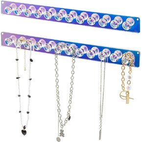 AFUOWER Necklace Holder 2 Pack Acrylic Necklace Organizer, Wall Mounted Jewelry Organizer with 12 Jewelry Hooks Necklace Hanger for Chains, Bracelets in Kuwait