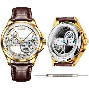 OLEVS Leather Automatic Watches for Young Men Watch Fashion Brand self Winding Watches for Men in Saudi Arabia