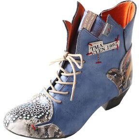 TMA EYES Patchwork Leather Fashionable Retro Women's Ankle Boots