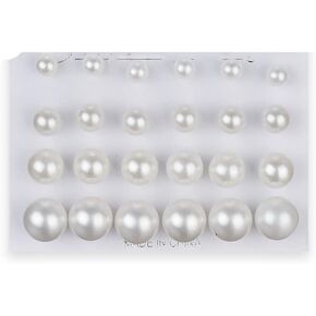 Pearl Stud Earrings Set Bridal Simulated Pearl Earrings for Women Girls White Pearl Earrings Studs for Wedding Brides Bridesmaids 12Pairs Birthday Christmas Gift