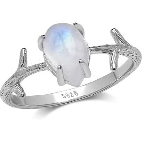 Angol Genuine Moonstone Ring Sterling Silver Thick Irregular Branches Ring Hypoallergenic Moonstone Jewelry for Women Girls