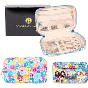 Angelina's Palace Small Waterproof Jewelry Organizer Case Vegan Leather Travel Storage Bag Bridesmaid Gifts for Necklace Earring Bracelet Ring(black)