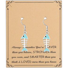 Fish Bones Earrings Fish Drop Earrings Fishbone Earrings For Women Dangle Fishbone Jewelry Fish Lover Gifts Fishing Earrings