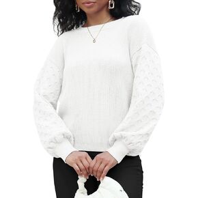 IFUROL Women's Long Sleeve Crew Neck Sweater Thick Knit Top Casual Lightweight Sweater Pullover Top