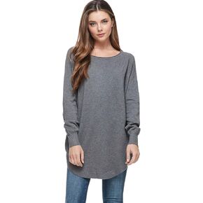 Womens Casual Loose Pullover Boyfriend Sweater with Crewneck Round Hem