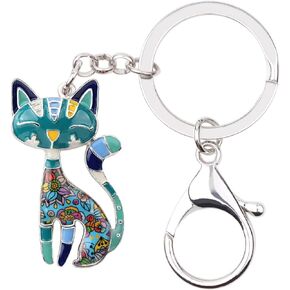 Alloy Elegant Cat Keychain Accessories Kitten Jewelry Car Wallet Charms For Women Girls