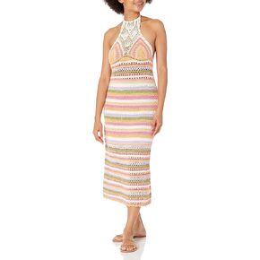 Ramy Brook womens Amal Multicolor Crochet Midi Dress Casual Dress