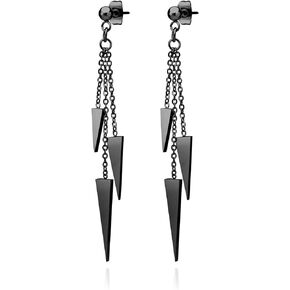 555Jewelry Womens Stainless Steel Triple Triangle Dangle Hanging Stud Earrings