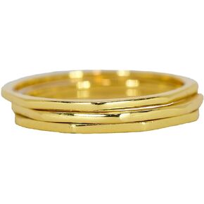 Pura Vida Gold Plated Delicate Stacked Rings - Brass Base .925 Sterling Silver - Size 5-9
