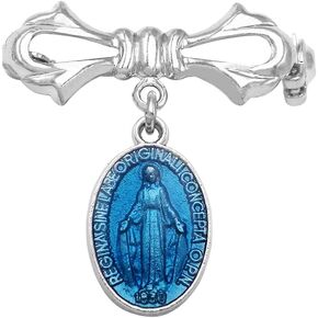 Rosemarie Collections Women's Something Blue For The Bride Blessed Mary Miraculous Enamel Medal Religious Petite Brooch Pin