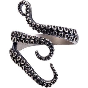 Women Girls Adjustable Octopus Punk Antique Style Octopus Tentacle Ring Unisex Devilfish Open Ring Jewelry Gift