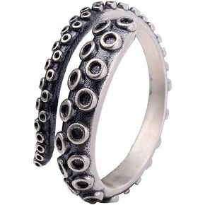Women Girls Adjustable Octopus Punk Antique Style Octopus Tentacle Ring Unisex Devilfish Open Ring Jewelry Gift