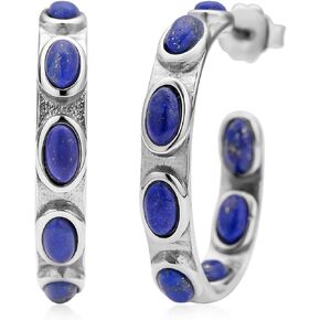 اقراط حلقية للنساء من انسايد اوت جي- هوبس 8 احجار لازورد ازرق من الستانلس ستيل لا تسبب الحساسية، مجوهرات هدية 24 ملم, غير متوفر, اللازورد in Kuwait