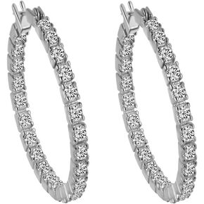 23mm 18K Gold Plated Sterling Silver Post Cubic Zirconia Hoop Earrings for women