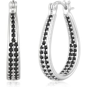 أقراط ريتاتش من الفضة الإسترليني عيار 925 للنساء 14 قيراط مطلية بالذهب الأبيض 5A مكعب زركونيا بيضاوية أقراط فضية مكتنزة لهدايا المجوهرات in Kuwait