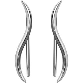 S.Leaf Sterling Silver Ear Climber Earrings Ear Crawler Earrings Ear Cuff Earrings