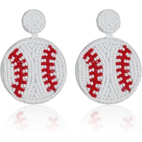 World Cup Soccer Beaded earrings Handmade Braid Sports Ball Dangle Earrings Colorful Soccer Football Baseball Earrings for Women Girls Jewelry