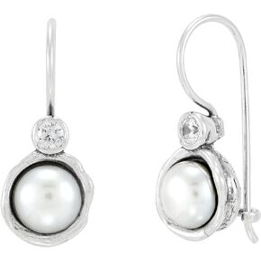 Silpada 'Highly Prized’ Sterling Silver Freshwater Cultured Pearl and Cubic Zirconia Drop Earrings