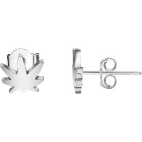 FEELMEM Marijuana Weed Pot Leaf Stud Earring Weed Leaf Lovers Gift Cannabis Weed Jewelry Stoner Gifts For Women Girls