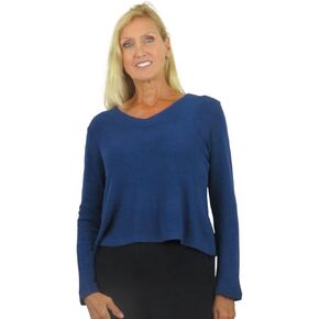 LA CERA Women's Solid V-Neck Sweater Top Long Sleeves, 80% Rayon 15% Polyester 5% Spandex, Pull On, Machine Wash