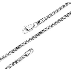 Jewelry 3mm Titanium Stainless Steel Womens & Mens Silver Wheat Chain Necklace 16 to 30 Inches