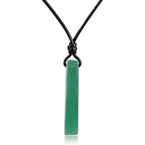COAI Leather Cord Simple Bar Stone Pendant Necklace