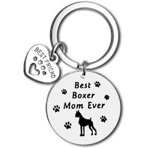 Dog Owner Gifts Best Boxer Mom Ever Keychain Boxers Lover Gift for Women Boxers Owner Gifts Boston Terrier Gifts Pet Shelter Rescue Dog Adoption Gift Christmas Birthday Gift Boxer Dog Keychain