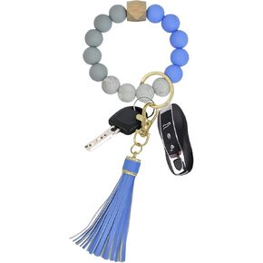 Pusunas Key Chains Women for Car Key Ring Bracelet,Keychain Wristlet,Silicone Beaded Bangle Chains Green