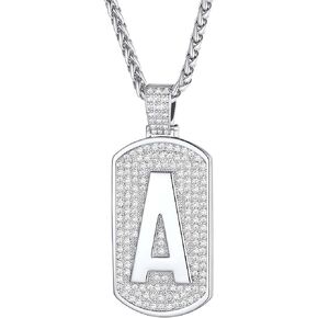 قلادات FindChic Bling Dog Tag للرجال بتصميم أولي/رقم/دولار مكعب زركونيا مثلج من البلاتين/الذهب قلادة هيب هوب مجوهرات، مع صندوق هدايا in Kuwait