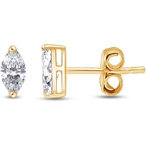 Marquise Cut White Cubic Zirconia Marquise Stud Earrings With Push Back Jewelry for Women in 14k Gold Over Sterling Silver