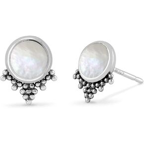 Boma Jewelry Sterling Silver Balinese Circle Stud Earrings