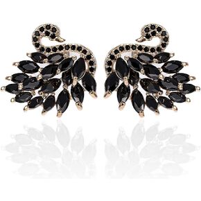 Swan Stud Earring for Women Lovely CZ Stud Earrings Sterling Silver 3D Cubic Zirconia Crystal Hypoallergenic Cluster Stud Earrings Fashion Everyday Jewelry