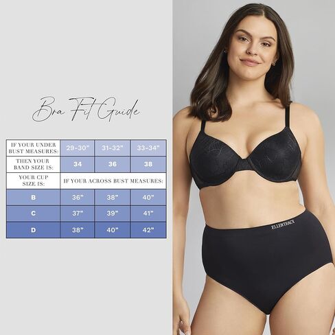 ELLEN TRACY حمالة صدر تي شيرت للاستخدام اليومي مع سلك داخلي - راحة ناعمة وجاكار زهري - عبوة متعددة من قطعتين in Kuwait