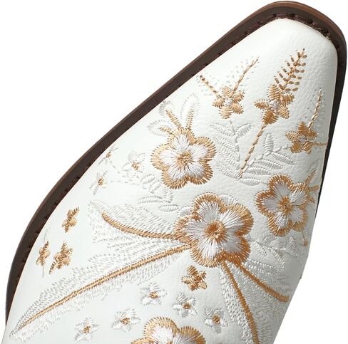 White Cowboy Boots - Trendy Ankle Boots for Women with Wide Calf - Stand Out with these Stylish Embroidered Denim Short Boots! in Saudi Arabia