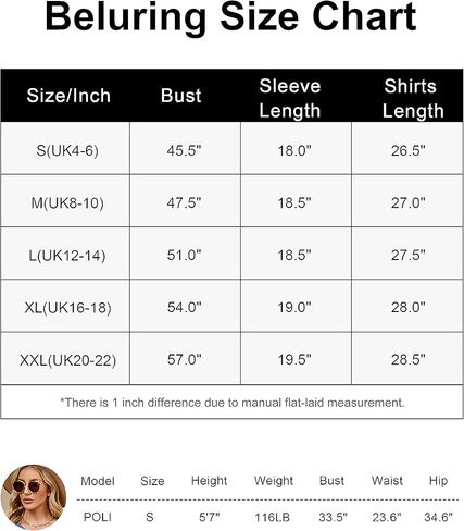 Beluring Womens Casual Shirts Long Sleeve Fall Oversized Pullover Sweatshirt Blouses in Kuwait