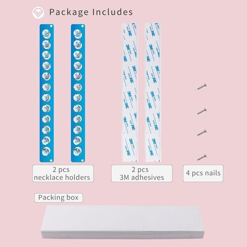 AFUOWER Necklace Holder 2 Pack Acrylic Necklace Organizer, Wall Mounted Jewelry Organizer with 12 Jewelry Hooks Necklace Hanger for Chains, Bracelets in Kuwait