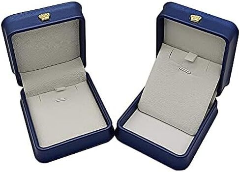 Luxury PU Leather Jewelry Earring Pedant Box Jewelry Gift Organizer Case Velvet Interior Chain Storage Display for Wedding Engagement （NavyBlue） (2sets Pendant Box) in Saudi Arabia