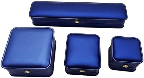 Luxury PU Leather Jewelry Earring Pedant Box Jewelry Gift Organizer Case Velvet Interior Chain Storage Display for Wedding Engagement （NavyBlue） (2sets Pendant Box) in Saudi Arabia