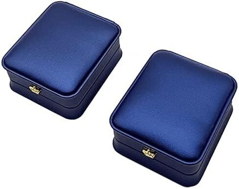 Luxury PU Leather Jewelry Earring Pedant Box Jewelry Gift Organizer Case Velvet Interior Chain Storage Display for Wedding Engagement （NavyBlue） (2sets Pendant Box) in Saudi Arabia