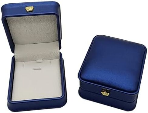 Luxury PU Leather Jewelry Earring Pedant Box Jewelry Gift Organizer Case Velvet Interior Chain Storage Display for Wedding Engagement （NavyBlue） (2sets Pendant Box) in Saudi Arabia
