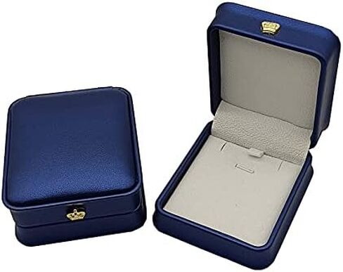Luxury PU Leather Jewelry Earring Pedant Box Jewelry Gift Organizer Case Velvet Interior Chain Storage Display for Wedding Engagement （NavyBlue） (2sets Pendant Box) in Saudi Arabia