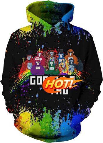 سترة بغطاء رأس كرتونية DLSIN، سترة بقلنسوة مطبوعة على شكل لعبة جديدة بأكمام طويلة، بلوفر بقلنسوة مع جيب كبير in Kuwait