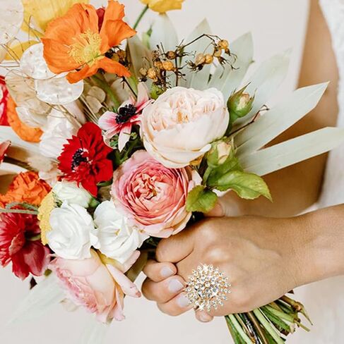 Jojomina Rhinestone Cocktail Statement Ring for Women Adjustable Crystal Ring for Party Prom Free Size in Kuwait