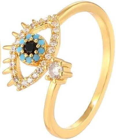 Crystallized Gold Evil Eye Protection Adjustable Wrap Ring in 18K Gold Pated Jewelry For Her in Saudi Arabia