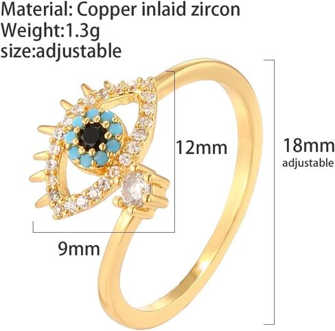 Crystallized Gold Evil Eye Protection Adjustable Wrap Ring in 18K Gold Pated Jewelry For Her in Saudi Arabia
