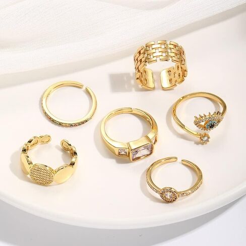 Crystallized Gold Evil Eye Protection Adjustable Wrap Ring in 18K Gold Pated Jewelry For Her in Saudi Arabia